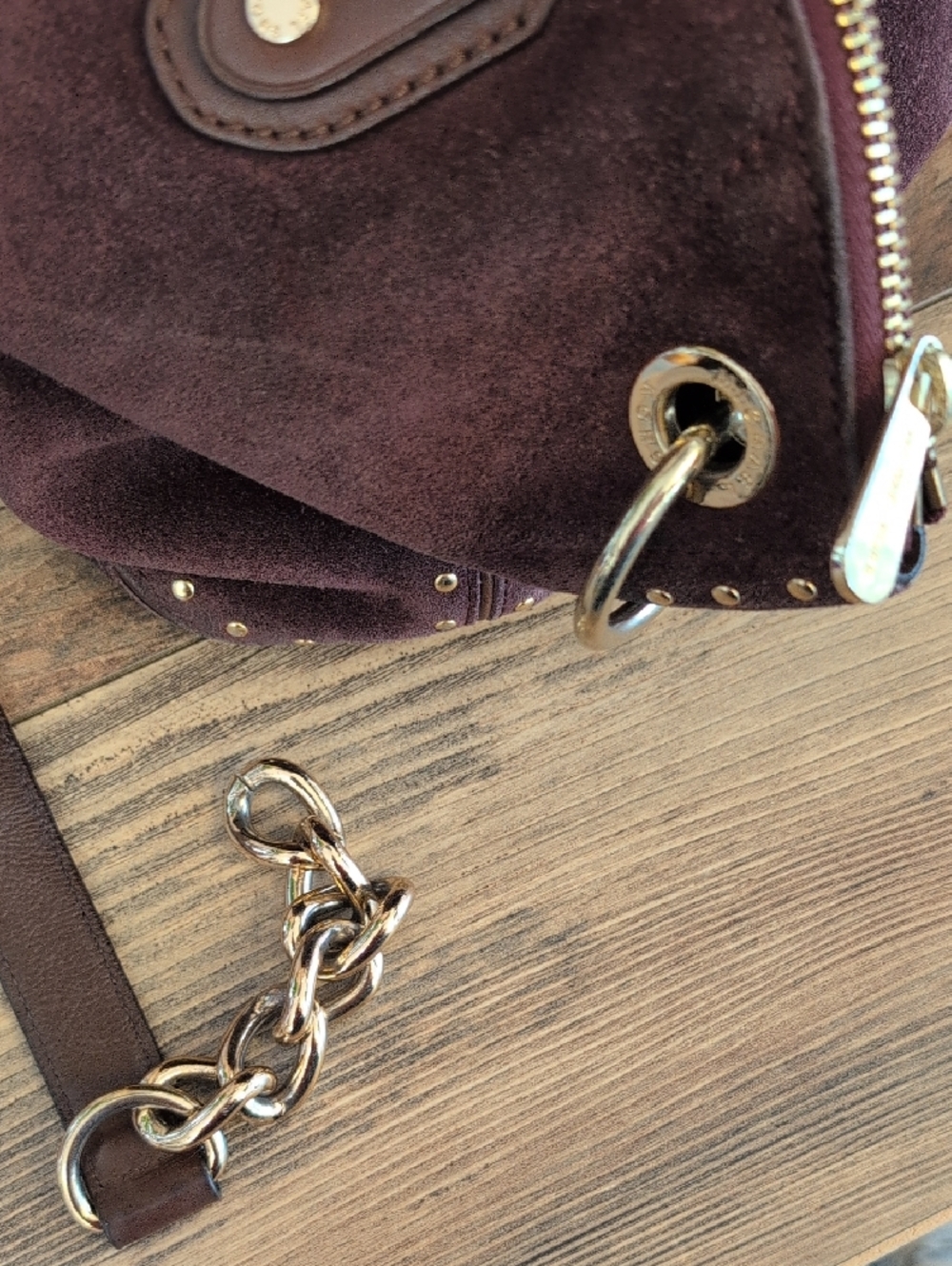 Michael Kors Astor Purple Suede Studded Hobo Shoulder Bag                   M352 - Picture 9 of 14